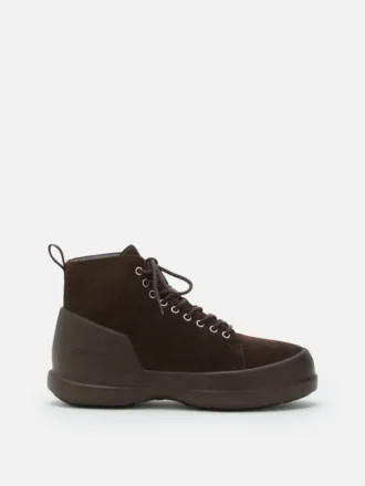 Mezzaluna Dark Brown Suede Lace up Mid Boots