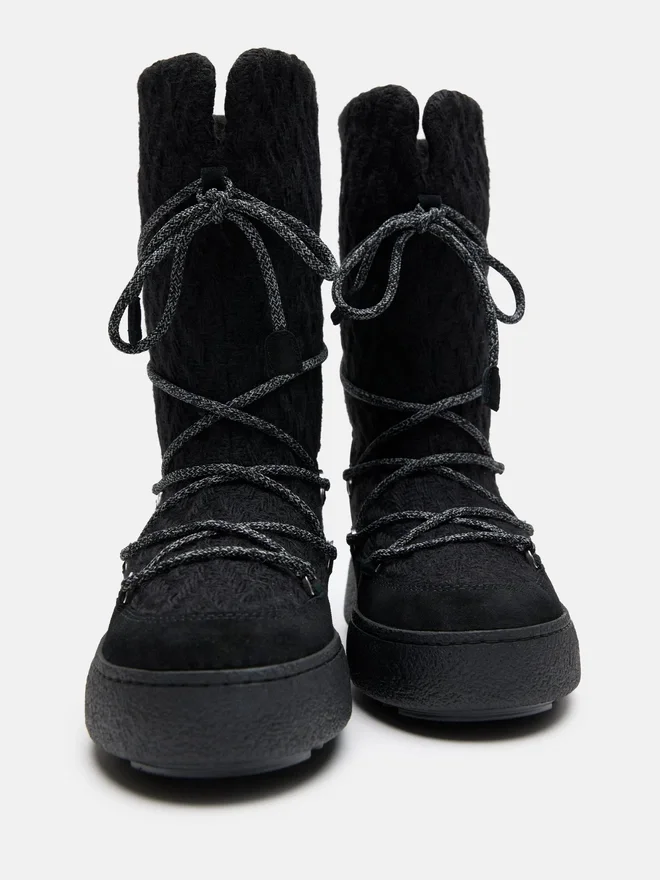 Moon Boot X Guest in Residence Ltrack Black Knit Boots Moon Boot X Guest in Residence Ltrack Black Knit Boots